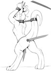 2020 absurd_res anthro anus barely_visible_nipples bdsm bondage bottomwear bound breasts butt clothed clothing collar cuff_(restraint) digitigrade exposed_ass female genitals hi_res horn inktober kobold loincloth loincloth_only metal_collar nipples presenting presenting_hindquarters pussy raised_arms raised_tail rear_view restraints rope scalie shackles side_boob simple_background slave solo tail tail_bondage tail_tied topless topless_female vistamage