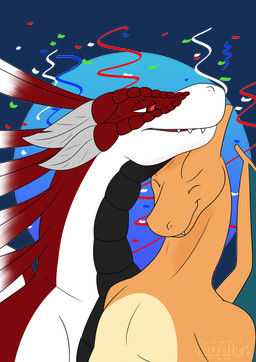 black_body black_scales duo feathers feral nuzzling orange_body orange_scales red_body red_eyes red_scales scales white_body white_scales alex.fetter mythology nintendo pokemon refizul charizard dragon generation_1_pokemon mythological_creature mythological_scalie pokemon_(species) scalie absurd_res alpha_channel hi_res