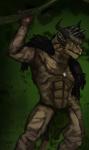 anthro bottomwear bulge clothed clothing dog_tags hunter loincloth loincloth_only male muscular muscular_male nipples ranger solo topless charr_starz guild_wars takoda_driftcatcher felid mammal absurd_res hi_res