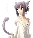 alternate_species black_hair brown_eyes clothing female hair inner_ear_fluff looking_aside simple_background solo text tuft white_background nilitsu the_melancholy_of_haruhi_suzumiya yuki_nagato animal_humanoid cat_humanoid felid felid_humanoid feline feline_humanoid humanoid mammal mammal_humanoid 2007 japanese_text