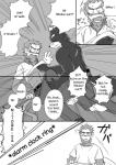 anthro bed biceps black_and_white black_body black_fur book canid canine canis clothing comic cotton_(artist) dialogue domestic_dog dream english_text fur furniture greyscale haplorhine male mammal monkey monochrome muscular nitobe noguchi primate text tooboe_bookmark tuft