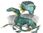 ambiguous_gender bog feral solo dstever amphibian frog monster scalie painting_(artwork) traditional_media_(artwork) watercolor_(artwork)