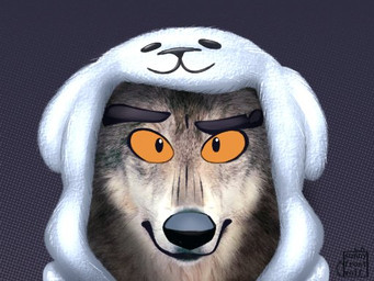 anthro black_eyebrows black_nose clothing eyebrows fur grey_body grey_fur male male_anthro onesie orange_eyes pattern_background simple_background solo white_body white_fur white_onesie sunny_frostwolf dreamworks the_bad_guys mr._wolf_(the_bad_guys) canid canine canis mammal wolf 2021 4:3 digital_media_(artwork) signature