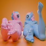 anthro blue_body blue_hair butt curling_toes duo feet feet_together female foot_focus glistening glistening_feet hair looking_at_viewer nude pink_body pink_hair simple_background smile smiling_at_viewer soles tailless toes tongue tongue_out wet_feet wrinkled_feet wrinkles bamb00 blender_cycles friendship_is_magic hasbro my_little_pony mythology aloe_(mlp) lotus_(mlp) earth_pony equid equine horse mammal mythological_creature mythological_equine pony 1:1 3d_(artwork) blender_(artwork) digital_media_(artwork) hi_res