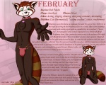 5:4 ailurid aloisyous_blue anthro biped calendar chest_tuft clothed clothing collar crossdressing english_text femboy fluffy fluffy_tail fur harem_boy kneeling male mammal red_panda slave solo story tail text thong tuft underwear