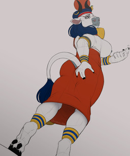 anthro beckoning butt butt_grab clothed clothing egyptian female gesture hand_on_butt hooves jewelry looking_at_viewer looking_back self_grope solo tail topless topless_female unguligrade escuinclita egyptian_mythology middle_eastern_mythology mythology hathor bovid bovine cattle deity mammal 5:6 absurd_res hi_res