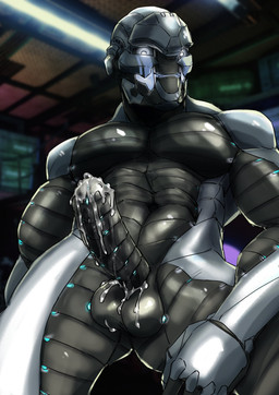 abs balls bodily_fluids cum cum_drip cum_on_balls cum_on_own_penis cum_on_penis cum_on_self dripping erection foreskin genital_fluids genitals glowing glowing_eyes humanoid_genitalia humanoid_penis inside looking_at_viewer machine male muscular muscular_male navel nude penis presenting presenting_penis retracted_foreskin solo urethra onlinebovine bungie destiny_(series) android exo robot absurd_res hi_res