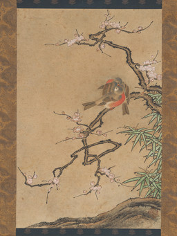 ambiguous_feral ambiguous_gender avian_feet bamboo bamboo_tree beak biped bipedal_feral branch duo eyes_closed feathered_wings feathers feral flower leaf on_branch plant simple_background standing tail tail_feathers tree wings kano_motonobu public_domain avian bird oscine passerine robin_(bird) 16th_century absurd_res ancient_art hi_res painting_(artwork) traditional_media_(artwork) traditional_painting_(artwork)
