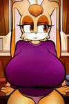 anthro big_breasts blush blush_lines breasts claws clothed clothed_anthro clothed_female clothing dipstick_ears ear_markings eyelashes female finger_claws hair huge_breasts inside looking_at_viewer mature_anthro mature_female multicolored_ears navel pasties purple_clothing purple_topwear purple_underwear solo thick_thighs topwear underwear undressing arkeus sega sonic_the_hedgehog_(series) vanilla_the_rabbit lagomorph leporid mammal rabbit 2025 animated hi_res short_playtime