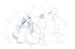 4_fingers anthro anthro_on_anthro autofellatio ball_tuft balls black_nose black_text blue_eyebrows blue_eyelids blue_inner_ear blue_markings blue_nose blue_tuft blue_wings blush blush_lines bodily_fluids body_blush body_part_in_mouth body_part_in_own_mouth cheek_markings cum cum_from_mouth cum_from_penis cum_in_mouth cum_in_own_mouth cum_in_self cum_inside cum_on_own_tongue cum_on_self cum_on_tongue cum_splatter cumshot cumshot_in_mouth cumshot_in_own_mouth directional_arrow drinking drinking_cum drinking_own_cum drooling earband ejaculation erection extreme_size_difference eyebrows eyelashes eyes_closed facial_markings female female_anthro female_prey femboy femboy_pred fingers floppy_ears fluffy_ears fur genital_fluids genitals glans glistening glistening_genitalia glistening_glans glistening_penis glistening_tongue gulp_(sound_effect) head_markings hip_tuft humanoid_genitalia humanoid_penis larger_male larger_pred long_ears looking_at_genitalia looking_at_penis lop_ears male male_anthro male_focus male_pred markings masturbation multicolored_body multicolored_fur multicolored_tuft neck_tuft on_tongue one_eye_closed open_mouth open_smile oral oral_masturbation oral_vore penile penile_masturbation penis penis_blush penis_in_mouth penis_in_own_mouth pink_blush pink_glans pink_tongue red_arrow red_blush saliva saliva_on_tongue scut_tail sequential_arrow short_tail simple_background sitting size_difference small_wings smaller_female smaller_prey smile solo solo_focus star_(marking) tail tan_body tan_fur tan_tuft teeth text tongue tongue_out tongue_out_blowjob tuft two_tone_body two_tone_fur two_tone_tuft vein veiny_penis vore whiskers white_background white_balls white_body white_ears white_eyebrows white_eyes white_fur white_penis white_tail white_tuft white_wings wings kekitopu fluff_(kekitopu) latte_(kekitopu) lagomorph leporid mammal rabbit 2025 absurd_res digital_drawing_(artwork) digital_media_(artwork) english_text hi_res sequence