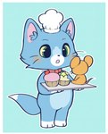 anthro border chibi cupcake duo food male simple_background surprised_expression tail white_border young young_anthro young_male conditional_dnp paulo_z metro-goldwyn-mayer tom_and_jerry jerry_mouse thomas_cat domestic_cat felid feline felis mammal mouse murid murine rodent hi_res