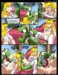 2016 amphibian anthro anthro_penetrating anthro_penetrating_human backsack balls belly_rub big_breasts biped blonde_hair blue_eyes blush bodily_fluids breasts bulge butt clitoris clothed clothing comic crown cum cum_in_mouth cum_inside cum_on_face cunnilingus dialogue digital_media_(artwork) dinosaur duo english_text erection fellatio female female_on_anthro female_penetrated forced forced_oral from_front_position genital_fluids genitals green_eyes green_yoshi grin hair half-closed_eyes hand_on_belly hand_on_head headgear hi_res human human_on_anthro human_penetrated humor interspecies kitsune_youkai kneeling licking lingerie lipstick long_hair long_tongue lying makeup male male/female male_on_human male_penetrating male_penetrating_female mammal mario_bros missionary_position narrowed_eyes nintendo nipple_outline nipples on_back open_mouth oral oral_penetration orgasm orgasm_face panties panty_shot penetration penile penis piercing pillar prehensile_tongue presenting princess_peach pussy pussy_juice_on_tongue reptile scalie sex slightly_chubby smile spread_legs spreading spurt_(disambiguation) swallowing table_lotus_position tapering_penis tearing text tongue tongue_out underwear undressing vaginal vaginal_fluids wet yoshi yoshi_(character)