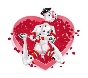 aged_up anthro anthrofied anus backsack balls blush bodily_fluids bound bow_ribbon butt cum cum_string cumshot ejaculation feet fingers flower foreskin fur genital_fluids genitals gift_bow gift_wrapped half-erect hands_behind_back hands_tied hands_tied_behind_back heart_box heart_symbol holidays humanoid_genitalia humanoid_penis looking_at_viewer looking_back lying male nude on_front partially_retracted_foreskin pawpads penis penis_backwards petals plant raised_foot ribbons rose_(flower) rose_petals simple_background smile solo spots spread_legs spreading tail teeth toes dal101strefan 101_dalmatian_street 101_dalmatians disney valentine's_day dylan_(101_dalmatians) canid canine canis dalmatian domestic_dog mammal digital_media_(artwork) hi_res