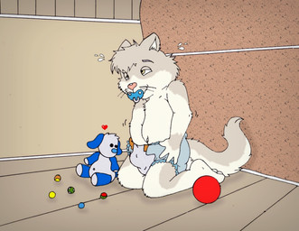 anthro clothing diaper furniture hand_in_diaper living_room male masturbation pacifier shota slightly_chubby sofa solo toddler young young_anthro nelson88 domestic_cat felid feline felis mammal