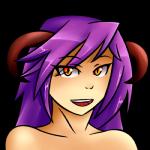 female hair horn looking_at_viewer not_furry open_mouth pupils purple_hair slit_pupils smile solo thundragon doom_(series) hdoom id_software microsoft demon hell_knight humanoid 1:1 alpha_channel low_res portrait