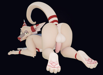 all_fours anthro anus ass_up balls butt genitals humanoid_genitalia humanoid_penis looking_at_viewer looking_back looking_back_at_viewer male nude penis presenting presenting_hindquarters raised_tail rear_view smile solo tail zairiza kale_(covertcanine) canid canine canis coyote hybrid mammal 3d_(artwork) digital_media_(artwork)