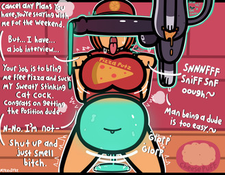 big_penis bodily_fluids breasts cat_food clothing colored_cum cum cum_inflation cum_inside duo female feral food furniture genital_fluids genitals green_cum hat headgear headwear inflation male male/female penis pet_food pizza red_clothing red_shirt red_topwear shirt sofa text topwear unusual_bodily_fluids unusual_cum unusual_genital_fluids conditional_dnp mykendyke stray_(mykendyke) domestic_cat felid feline felis human mammal absurd_res english_text hi_res