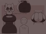 anthro big_breasts big_butt bodily_fluids bra breasts butt cleavage clothed clothing dialogue duo ear_piercing female lingerie male mature_female piercing sweat text underwear euphorica sophie_(euphorica) felid human mammal hi_res sketch