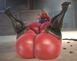 ammunition anthro armor big_breasts big_butt box breasts butt container crate female firefighter_helmet fur gun hands_on_legs headgear helmet huge_breasts huge_butt hyper hyper_breasts hyper_butt lips on_ground presenting purple_body purple_fur ranged_weapon red_eyes shell_(projectile) shotgun shotgun_shell solo spread_legs spreading thick_lips thick_thighs weapon wide_hips bimbomorph_(artist) nintendo pokemon team_fortress_2 valve alex_asora pyro_(team_fortress_2) canid canine generation_4_pokemon lucario mammal pokemon_(species) 3d_(artwork) digital_media_(artwork) hi_res
