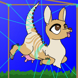 ahegao back_scales bdsm bondage bound brown_eyes female feral fur heart_eyes heart_symbol hooves looking_pleasured looking_up sagecane_deer solo string suspension tan_body tan_fur teats tongue tongue_out udders therealmessyroomguy1 wild_hearts deer mammal 1:1 digital_media_(artwork) pixel_(artwork)