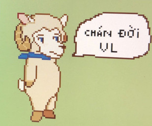 anthro blue_eyes blue_kerchief dialogue fur horn kerchief looking_forward male solo speech_bubble tail text vietnam vietnamese wool_(fur) reynard_goodfellow microsoft microsoft_paint_(copyright) reynard_the_baa bovid caprine mammal sheep vietnamese_text