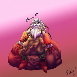 ambiguous_gender ambiguous_prey anthro belly belt big_belly bodily_fluids bottomwear breasts clothing cybernetic_arm cybernetic_limb drooling featureless_breasts female fur grey_body grey_fur grey_hair hair mask mechanical_arm multicolored_body multicolored_fur neck_tuft open_mouth pants rumbling_stomach saliva sitting solo sound_effects star teeth text tuft two_tone_body two_tone_fur vore white_body white_fur radarn_(artist) bandai_namco digimon digimon_(species) wolvermon 2025 english_text hi_res line_art monochrome