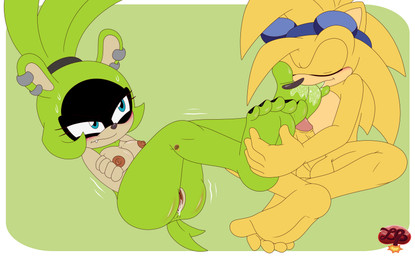 5_fingers 5_toes anthro anus areola balls blush bodily_fluids breasts butt crossed_arms duo ear_piercing ear_ring erection eyewear_on_head fangs feet female fingers foot_fetish foot_grab foot_in_mouth foot_play foot_suck footjob fur genital_fluids genitals hair humanoid_feet humanoid_genitalia humanoid_penis leaking lying male male/female nails nipples nude on_back penile penis piercing plantigrade pussy_juice_leaking ring_piercing saliva saliva_on_foot sex simple_background sitting soles sucking tail teeth toe_in_mouth toe_suck toenails toes vaginal_fluid_string vaginal_fluids vulva ladycherrybomba idw_publishing sega sonic_the_hedgehog_(comics) sonic_the_hedgehog_(idw) sonic_the_hedgehog_(series) surge_the_tenrec afrosoricid eulipotyphlan hedgehog mammal tenrec digital_media_(artwork) hi_res