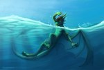 4_toes 5_fingers anthro brown_hair claws feet fingers hair horn membrane_(anatomy) membranous_wings partially_submerged tail toes water wings neotheta european_mythology mythology inkh dragon mythological_creature mythological_scalie scalie western_dragon 2018 digital_media_(artwork)