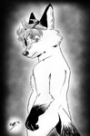 anthro belly biped butt humanoid_hands male slightly_chubby solo gerardson disney zootopia gideon_grey canid canine fox mammal red_fox true_fox 2016 hi_res monochrome