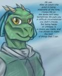 anthro clothing female horn quote sketchy smile solo text derangedrake bethesda_game_studios microsoft skyrim the_elder_scrolls shahvee argonian scalie absurd_res english_text hi_res