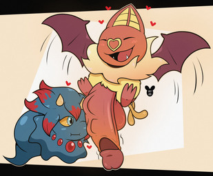 big_penis blue_eyes butt duo eyelashes eyes_closed female genitals glans heart_symbol humanoid_genitalia humanoid_penis looking_at_genitalia looking_at_penis male male/female motion_lines mouth_closed neck_tuft one_eye_closed open_mouth open_smile penis pupils red_heart sharp_teeth smile teeth tongue tuft vein veiny_penis wings yellow_sclera luanctoons nintendo pokemon bat generation_2_pokemon generation_5_pokemon ghost mammal misdreavus pokemon_(species) spirit swoobat 2025 absurd_res digital_drawing_(artwork) digital_media_(artwork) hi_res