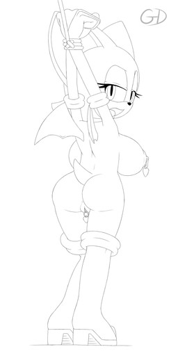 anthro areola big_breasts breasts captured erect_nipples female genitals huge_breasts membrane_(anatomy) membranous_wings mostly_nude nipples nude solo vulva wings gevind sega sonic_the_hedgehog_(series) rouge_the_bat bat mammal 1:2 2014 absurd_res hi_res monochrome