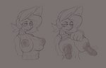anthro big_breasts breasts clothed clothing clothing_lift dicknipples generation_4_pokemon genitals koze_(rouwrf) lucario male_(lore) nintendo nipple_outline no_bra penis pokemon pokemon_(species) raised_clothing raised_topwear rouwrf steam sweater sweater_lift sweater_vest topwear trans_(lore) unusual_anatomy unusual_genitalia_placement unusual_penis_placement vest