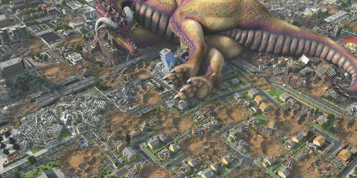 building city_destruction claws destruction feral footprint giga high-angle_view horn lying macro multicolored_body on_side pupils scales sharp_teeth side_view slit_pupils solo tail teeth thick_thighs wide_hips yellow_eyes roman_95 microsoft minecraft mojang mythology xbox_game_studios sintharia dragon mythological_creature mythological_scalie scalie hi_res female_(lore)