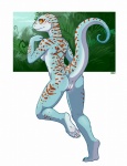 anthro anus biped blue_body blush breasts butt claws feet female genitals hindpaw non-mammal_breasts nude paws pussy raised_tail side_boob solo tail toe_claws iggi calling_gecko gecko lizard reptile scalie tokay_gecko 2011