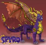 aged_up claws feral horn male simple_background solo tail text title wings shalonesk activision mythology spyro_the_dragon spyro dragon mythological_creature mythological_scalie scalie 2009 hi_res