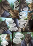 anthro black_nose blue_clothing blue_eyes blue_jacket blue_topwear building canid canine canis clothed clothing comic detailed_background dialogue duo ear_piercing english_text facepalm fennec_fox fox fully_clothed fur grass grey_body grey_fur grey_tail house jacket kissing larger_male male male/male mammal marcus_(rukis) open_clothing open_jacket open_mouth open_topwear outside piercing plant profanity reis rukis shirt size_difference smaller_male speech_bubble tail tan_body tan_fur tan_tail text topwear tree true_fox vest white_clothing white_shirt white_topwear wolf yellow_eyes