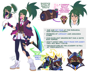 accessory alternate_costume anthro bag bangs bladed_weapon blowing_bubble_gum bottle bottomwear brown_body brown_hair clothed clothing container duo electricity female footwear gloves green_eyes green_hair hair handwear highlights_(coloring) holding_object holding_weapon hood hood_up hoodie jacket kunai larger_female larger_human lightning male mask melee_weapon necktie open_clothing open_jacket open_topwear pants pointy_ears polearm ponytail prick_ears ranged_weapon school_uniform scythe shoes shuriken simple_background size_difference skirt smaller_anthro smaller_humanoid smaller_male standing text topwear torn_bottomwear torn_clothing torn_pants uniform weapon white_background odeko-yma league_of_legends riot_games tencent akali_(lol) kennen_(lol) human humanoid mammal yordle 2021 hi_res