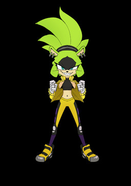 anthro black_background black_body black_fur black_nose blue_eyes clothed clothing ear_piercing eyelashes female front_view fur green_body green_fur looking_at_viewer navel navel_piercing piercing sharp_teeth simple_background smile solo tan_body tan_fur teeth member123 idw_publishing sega sonic_the_hedgehog_(comics) sonic_the_hedgehog_(idw) sonic_the_hedgehog_(series) surge_the_tenrec afrosoricid mammal tenrec hi_res