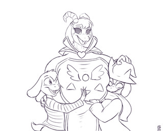 anthro big_breasts breasts clothed clothing crossgender eyewear female fur glasses group hand_on_breast hat headgear headwear hug huge_breasts hyper hyper_breasts male nipple_outline open_mouth robe scarf shirt square_crossover topwear trio wizard_hat badgerben deltarune undertale undertale_(series) asriel_dreemurr asriel_dreemurr_(god_form) ralsei boss_monster_(undertale) bovid caprine darkner goat mammal 2019 absurd_res black_and_white hi_res monochrome