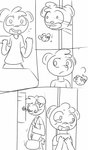 accessory anthro bow_ribbon duo envelope excited female grin hair_accessory hair_bow hair_ribbon hand_in_bag head_tuft locker male peaking ribbons smile tuft hitsuji bear mammal 2016 comic hi_res