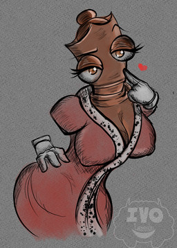 asymmetrical_eyes big_breasts breasts brown_body chess chess_piece cleavage clothed clothing curvy_figure disembodied_hand eyelashes female heart_symbol looking_at_viewer mouthless nipple_outline not_furry queen_(chess) red_clothing robe robe_only solo thick_thighs tight_clothing wide_hips ivo_lamb glitch_productions the_amazing_digital_circus queenie_(tadc) animate_inanimate humanoid living_chess_piece absurd_res digital_media_(artwork) digital_painting_(artwork) hi_res painting_(artwork) sketch