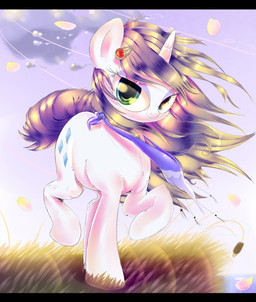 accessory black_bars blue_body blue_eyes blue_fur circle_clip cloud cutie_mark female feral fur grass hair hair_accessory hairclip horn long_hair looking_at_viewer makeup outside plant purple_hair scarf sky smile snap_clip solo white_body white_fur wind carligercarl friendship_is_magic hasbro my_little_pony mythology rarity_(mlp) equid equine mammal mythological_creature mythological_equine unicorn hi_res letterbox