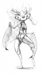 anthro breasts female genitals non-mammal_breasts pussy solo ciircuit nintendo pokemon arthropod generation_7_pokemon insect lurantis pokemon_(species) 2016 hi_res monochrome unavailable_at_source