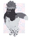 anthro band_merch big_butt bottomless butt clothed clothing collar female huge_butt solo spiked_collar spikes sweater thick_thighs topwear topwear_only wide_hips wobbybones nirvana indie_(wobbybones) canid canine canis domestic_dog mammal hi_res