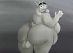 anthro balls big_balls big_breasts big_butt breasts butt eyebrows filter genitals gradient_background gynomorph horn intersex long_ears painting pupils raised_hand raised_tail rear_view simple_background slightly_chubby slightly_chubby_gynomorph slightly_chubby_intersex solo tail thick_eyebrows thick_thighs nauiho undertale undertale_(series) toriel boss_monster_(undertale) bovid caprine goat mammal hi_res