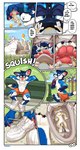 anthro athletic_wear bench blush bodily_fluids bottomwear breath clothing dialogue dizzy_eyes duo exercise exhausted feet foot_fetish foot_focus footwear gym_bottomwear gym_shorts inside_clothing inside_shoe insole macro male male/male micro panting park pawpads paws running shoelaces shoes shorts smelly sneakers snout speech_bubble spiral_eyes squish sweat text tongue trapped_in_clothing trapped_in_shoe underfoot untying kaomoroart nike atlas_(buffal0) canid canine felid feline fox mammal pantherine tiger comic english_text hi_res