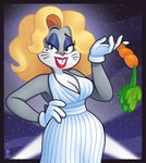 anthro carrot clothing cosplay crossgender dress eyeshadow female food lipstick makeup mtf_crossgender plant solo vegetable wazzaldorp looney_tunes warner_brothers bugs_bunny marilyn_monroe lagomorph leporid mammal rabbit 2021 absurd_res hi_res