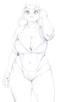 4_fingers anthro big_breasts bikini breasts cleavage clothed clothing eyebrows eyelashes female fingers horn kemono looking_at_viewer mature_anthro mature_female navel solo swimwear two-piece_swimsuit aruurara undertale_(series) toriel bovid caprine goat mammal 2023 hi_res sketch