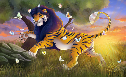 feral male solo nubilum93 microsoft the_elder_scrolls kovu_muabdib felid hybrid khajiit liger lion mammal pantherine tiger absurd_res hi_res
